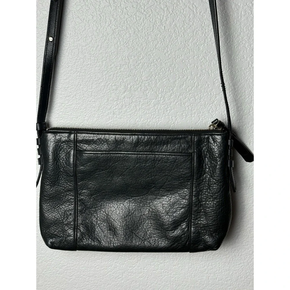 Cole Haan Black Pebbled Leather Crossbody Bag Zip Top Adjustable Strap Purse